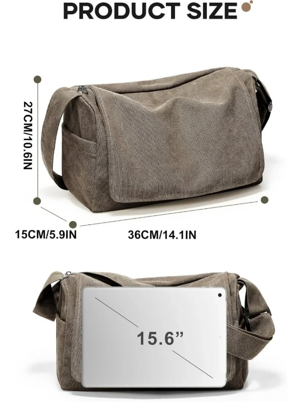 Stylish Water-Resistant Messenger Bag, Unisex Crossbody Canvas Shoulder Bag